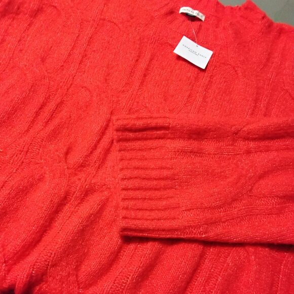 NEW!!! AMERICAN EAGLE SOFT CABLE KNIT SWEATER - COLOR CHERRY (RED) - SIZE XL - Picture 9 of 10